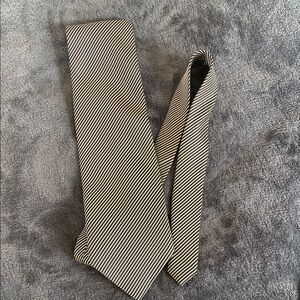 Modea Black and White Striped Hand Made Silk Tie